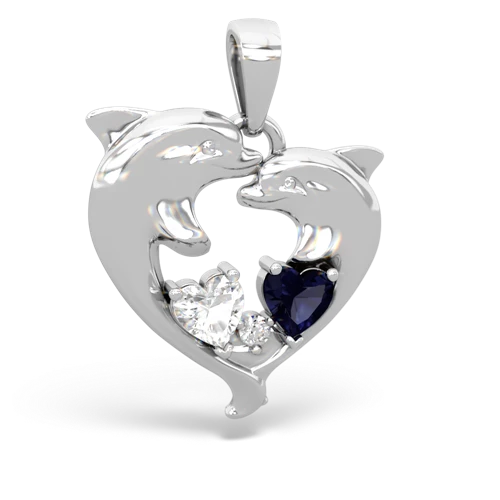white topaz-sapphire dolphins pendant