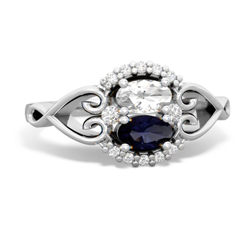 white topaz-sapphire antique keepsake ring