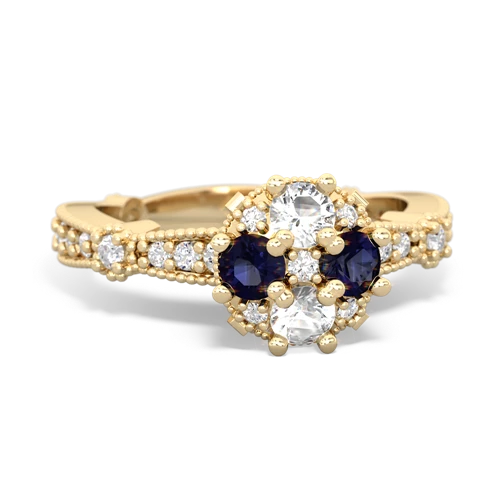 white topaz-sapphire art deco engagement ring