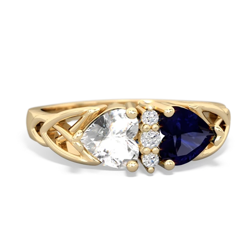 white topaz-sapphire celtic ring