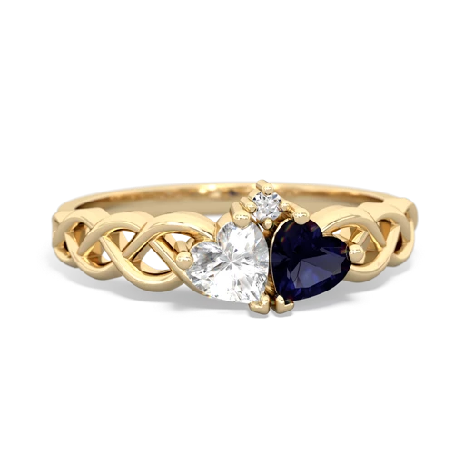 white topaz-sapphire celtic braid ring