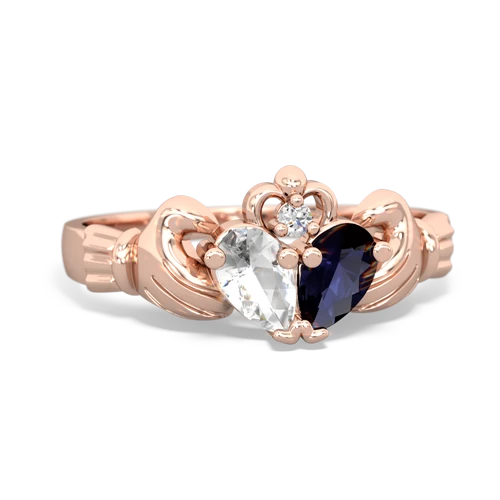 white topaz-sapphire claddagh ring