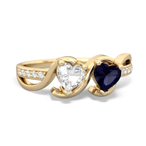 white topaz-sapphire double heart ring