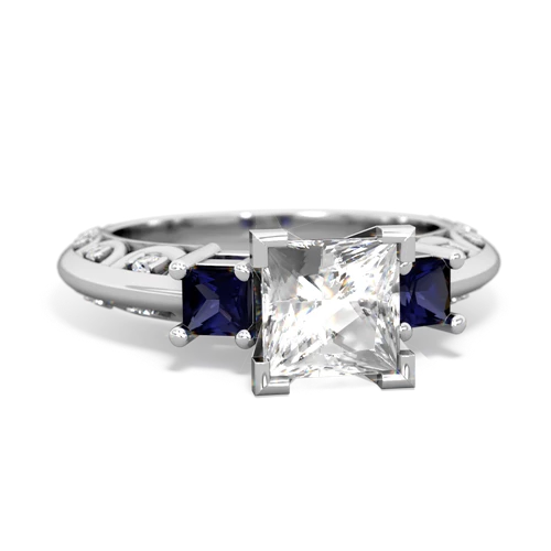 white topaz-sapphire engagement ring