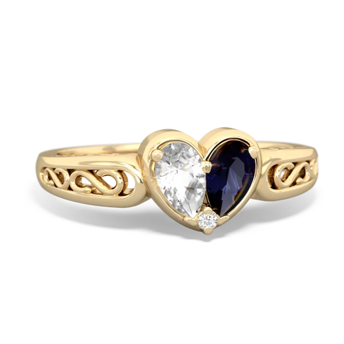 white topaz-sapphire filligree ring