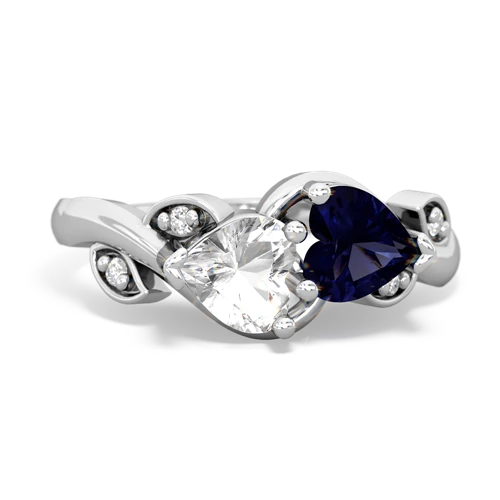 white topaz-sapphire floral keepsake ring