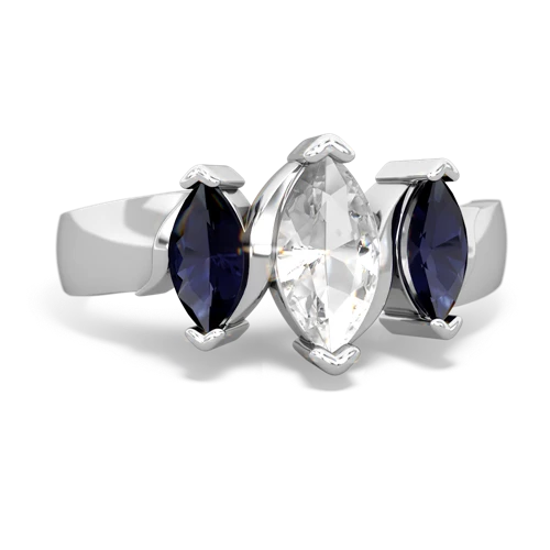 White Topaz Genuine White Topaz with Genuine Sapphire and Lab Created Emerald Three Peeks ring Ring