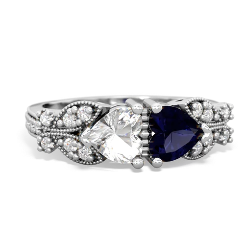 white topaz-sapphire keepsake butterfly ring