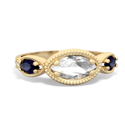 White Topaz Genuine White Topaz with Genuine Sapphire and Genuine Peridot Antique Style Keepsake ring Ring