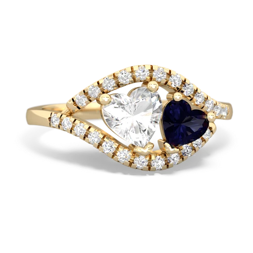 white topaz-sapphire mother child ring