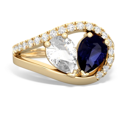 white topaz-sapphire pave heart ring