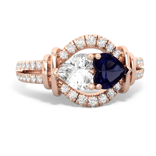 white topaz-sapphire pave keepsake ring