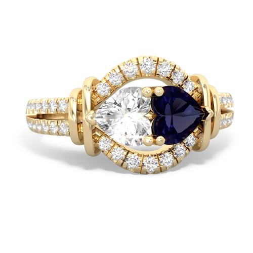 white topaz-sapphire pave keepsake ring