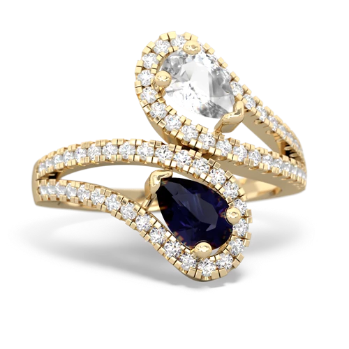 white topaz-sapphire pave swirls ring