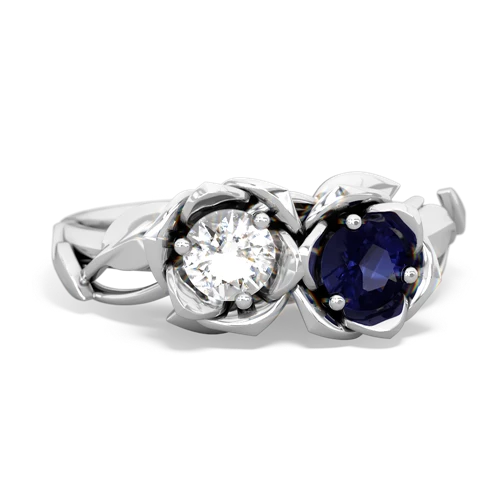 white topaz-sapphire roses ring