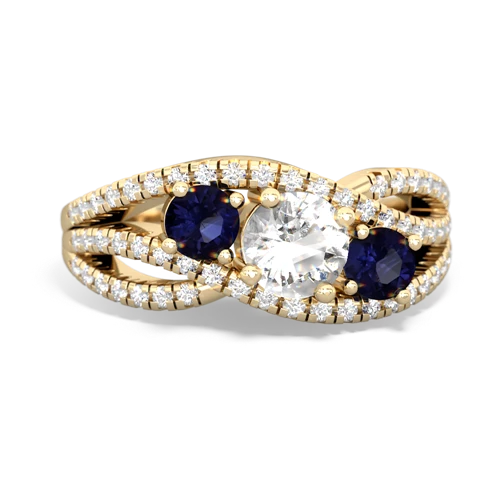 white topaz-sapphire three stone pave ring