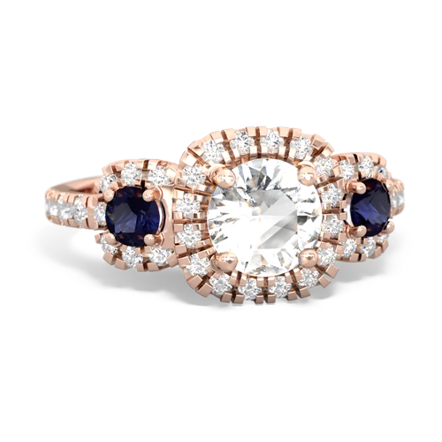 white topaz-sapphire three stone regal ring