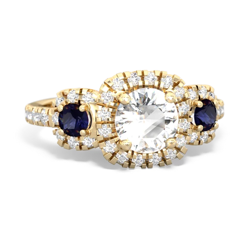 white topaz-sapphire three stone regal ring