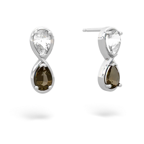 white topaz-smoky quartz infinity earrings