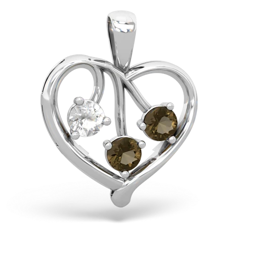 white topaz-smoky quartz love heart pendant