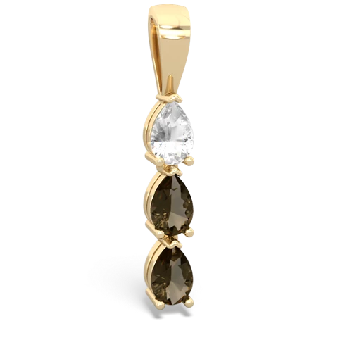 white topaz-smoky quartz three stone pendant