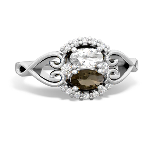 white topaz-smoky quartz antique keepsake ring