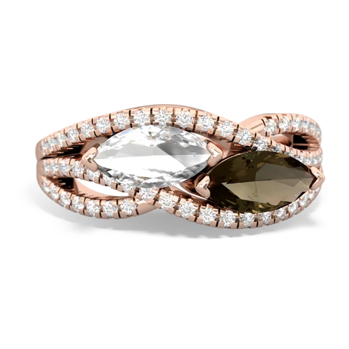 White Topaz Genuine White Topaz with Genuine Smoky Quartz Diamond Rivers ring Ring