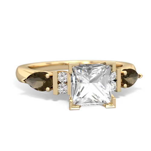 White Topaz Genuine White Topaz with Genuine Smoky Quartz and Lab Created Ruby Engagement ring Ring