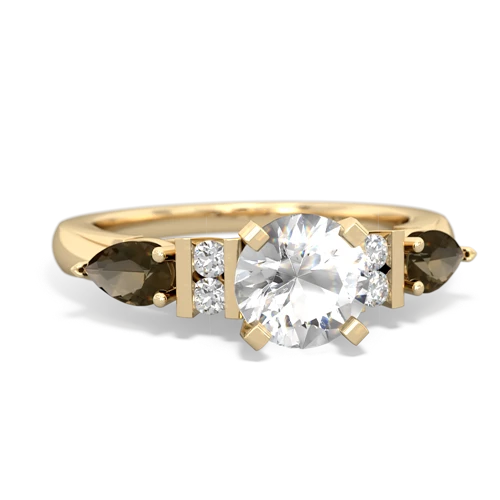 White Topaz Genuine White Topaz with Genuine Smoky Quartz and Genuine Opal Engagement ring Ring