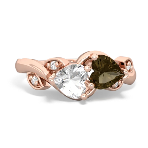 white topaz-smoky quartz floral keepsake ring