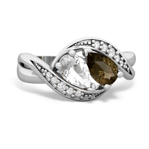 white topaz-smoky quartz keepsake curls ring