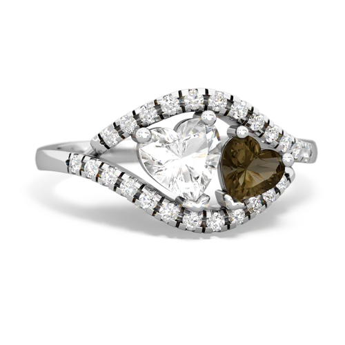 white topaz-smoky quartz mother child ring