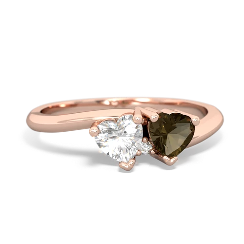 White Topaz Genuine White Topaz with Genuine Smoky Quartz Sweetheart's Promise ring Ring