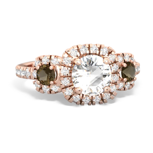 white topaz-smoky quartz three stone regal ring