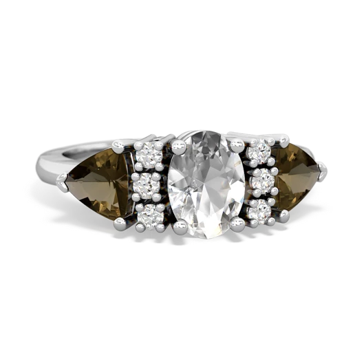 white topaz-smoky quartz timeless ring