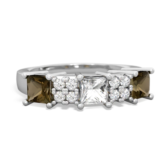 white topaz-smoky quartz timeless ring