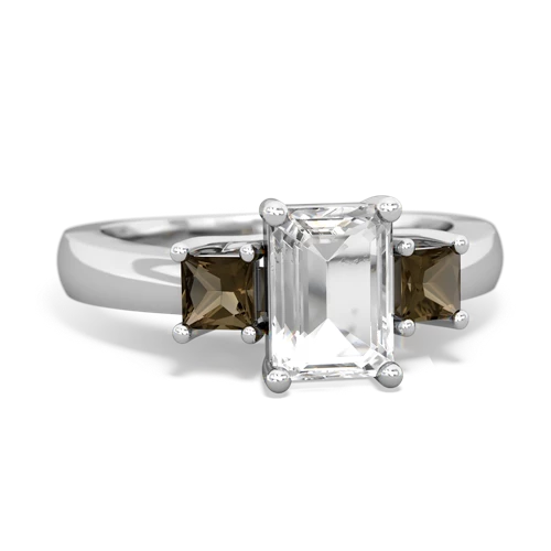 white topaz-smoky quartz timeless ring