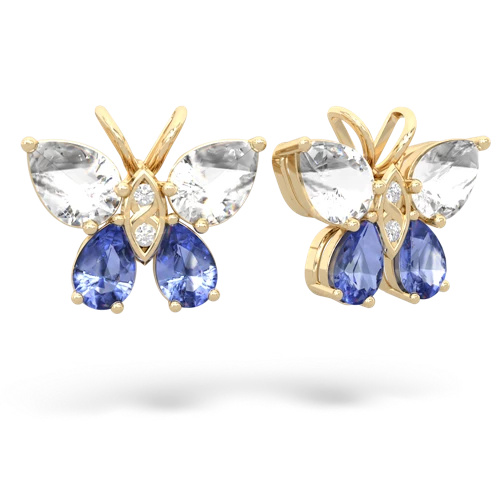 white topaz-tanzanite butterfly earrings