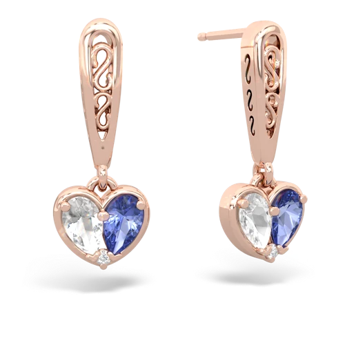 white topaz-tanzanite filligree earrings