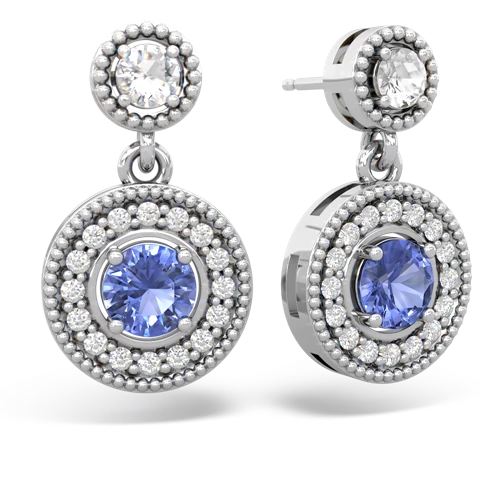 white topaz-tanzanite halo earrings