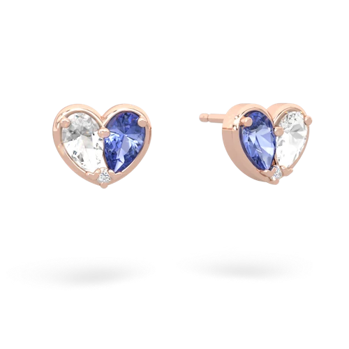 white topaz-tanzanite one heart earrings