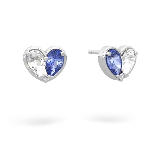 white topaz-tanzanite one heart earrings