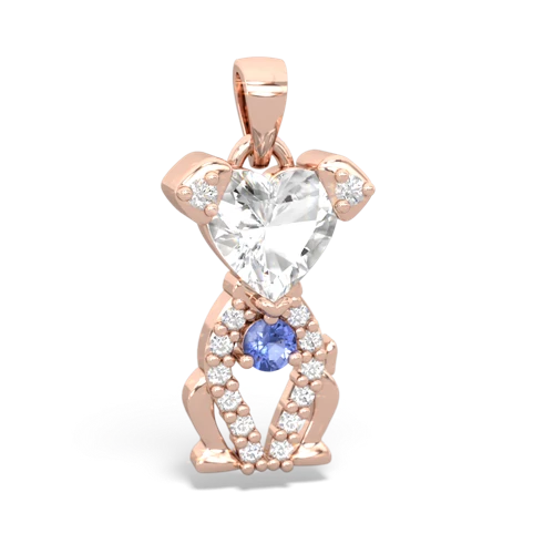 white topaz-tanzanite birthstone puppy pendant