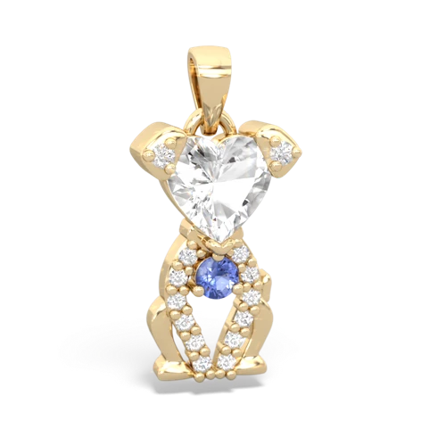 white topaz-tanzanite birthstone puppy pendant