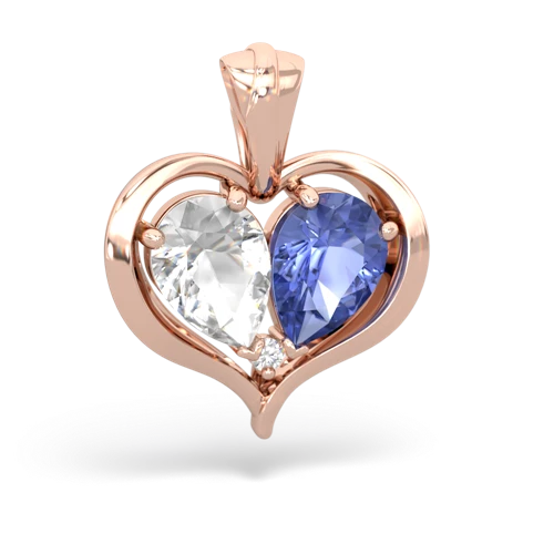 white topaz-tanzanite half heart whole pendant