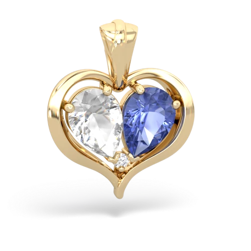 white topaz-tanzanite half heart whole pendant