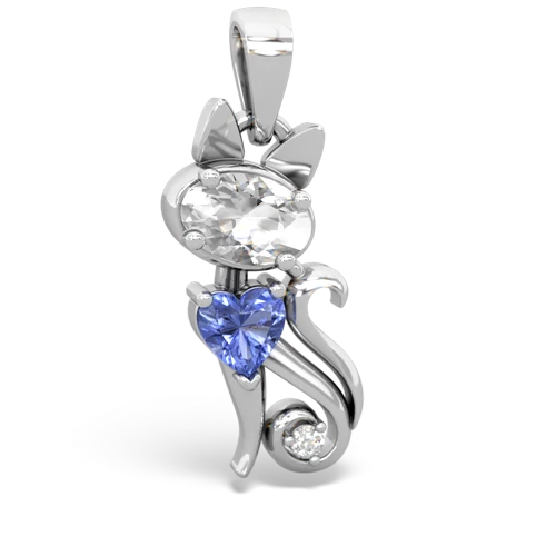 white topaz-tanzanite kitten pendant