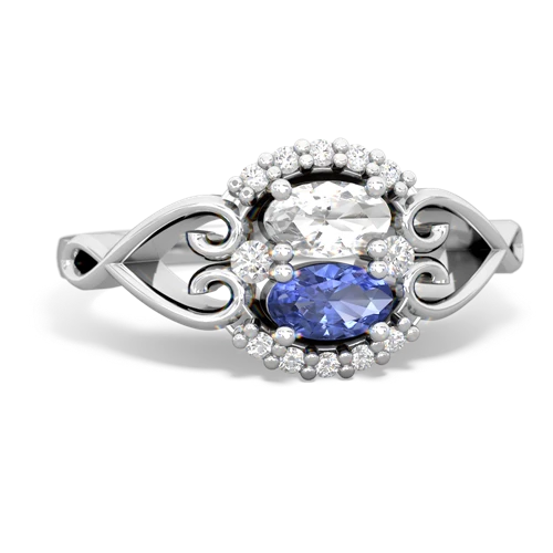 white topaz-tanzanite antique keepsake ring