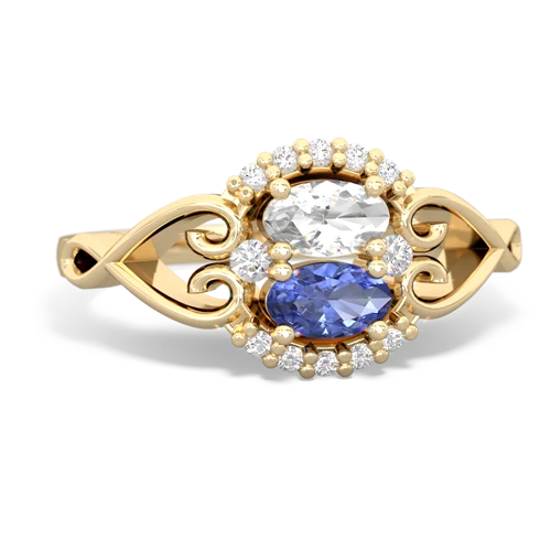 white topaz-tanzanite antique keepsake ring