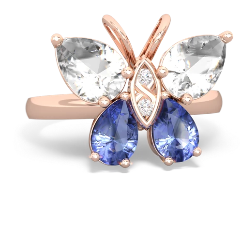 white topaz-tanzanite butterfly ring